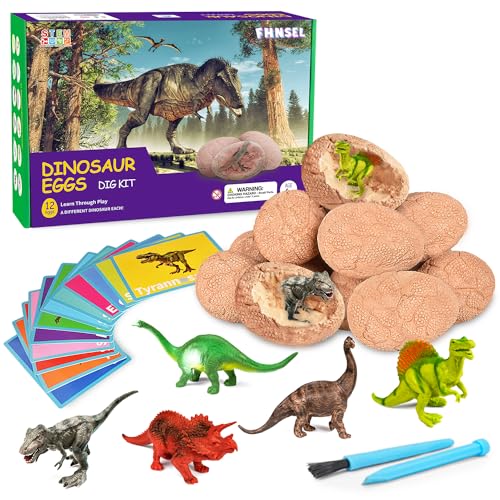 Dinosaurier Egg Toy für Kinder,Ausgraben Dino Ei Spielzeug,Includes 12 Dinosaurs Eggs and Discover 12 Cute Dinosaurs,Ausgrabungsset Archäologie,Spielzeug,Geschenke für 6 7 8 9 10-12 Jungen und Mädchen von FHNSEL