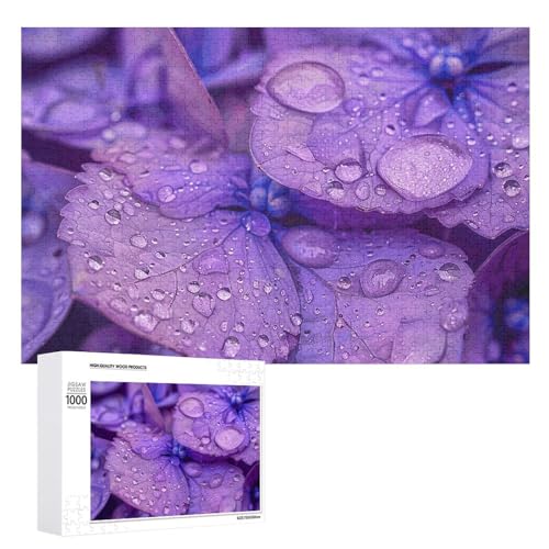 Blumen und Wassertropfen-Puzzle, 1000, 500, 300 Teile, mit Aufbewahrungstasche, personalisierte Puzzles für Männer und Frauen, Bilderpuzzle für Familie, anspruchsvolle Fotos, Puzzle für von FHPCE