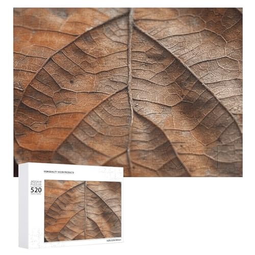 Brown Leaf Texture Puzzles 520 Pieces with Storage Bag Personalized Jigsaw Puzzles for Men Women Picture Puzzle for Family Challenging Photos Puzzle for Home Decor One Size von FHPCE