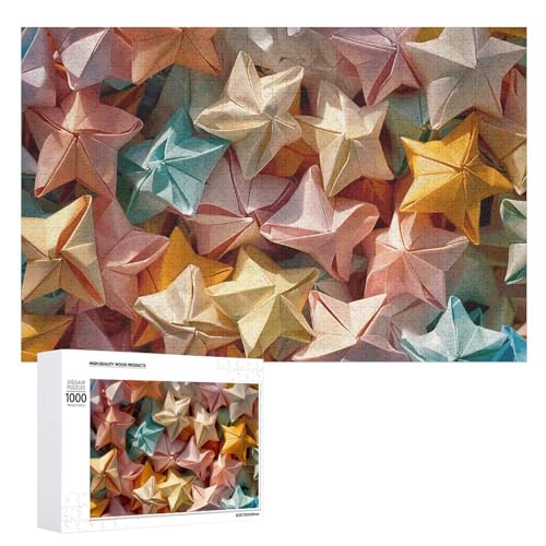 Bunte Origami-Stern-Puzzles, 1000, 500, 300 Teile, mit Aufbewahrungstasche, personalisierte Puzzles für Männer und Frauen, Bilderpuzzle für Familie, anspruchsvolle Fotos, Puzzle für Heimdekoration, von FHPCE