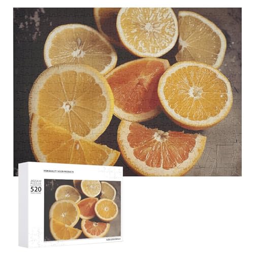 Citrus Fruit Slices Puzzles 520 Teile mit Aufbewahrungstasche, personalisierte Puzzles für Männer und Frauen, Bilderpuzzle für Familie, herausfordernde Fotos, Puzzle für Heimdekoration, Einheitsgröße von FHPCE