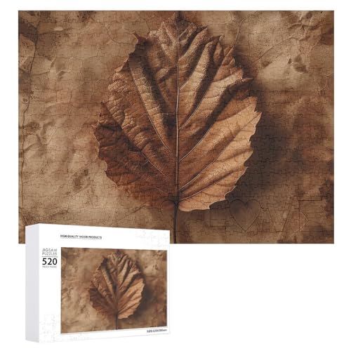 Ein braunes Blatt-Puzzle, 520 Teile, mit Aufbewahrungstasche, personalisierte Puzzles für Männer und Frauen, Bilderpuzzle für Familie, herausfordernde Fotos, Puzzle für Heimdekoration, Einheitsgröße von FHPCE