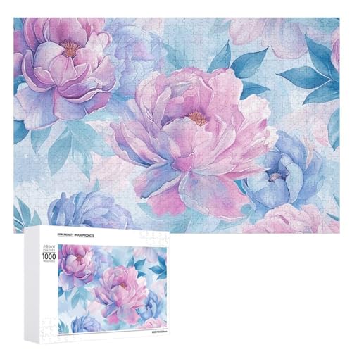 FHPCE Blooming Peony Image Puzzles 1000 500 300 Teile mit Aufbewahrungstasche, personalisierte Puzzles für Männer und Frauen, Bilderpuzzle für Familie, anspruchsvolle Fotos, Puzzle für Heimdekoration, von FHPCE