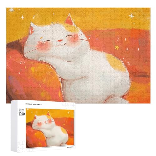 FHPCE Puzzle Katze mit roten Wangen, 1000, 500, 300 Teile, mit Aufbewahrungstasche, personalisierte Puzzles für Männer und Frauen, Bilderpuzzle für Familie, anspruchsvolle Fotos, Puzzle für von FHPCE