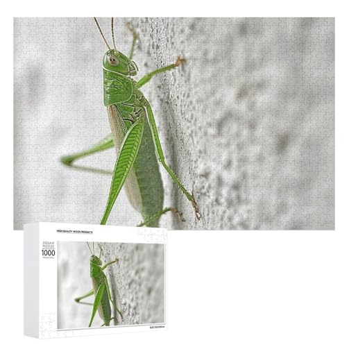 Grüne Grasshopper Bildpuzzles 1000 500 300 Teile mit Aufbewahrungstasche, personalisierte Puzzles für Männer und Frauen, Bilderpuzzle für Familie, anspruchsvolle Fotos, Puzzle für Heimdekoration, 1000 von FHPCE