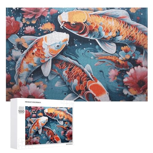 Handgezeichnete Fisch-Puzzles, 1000, 500, 300 Teile, mit Aufbewahrungstasche, personalisierte Puzzles für Männer und Frauen, Bilderpuzzle für Familie, herausfordernde Fotos, Puzzle für Heimdekoration, von FHPCE