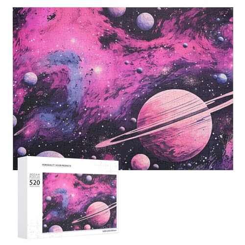 Pfirsich- und violette Galaxie-Puzzles, 520 Teile, mit Aufbewahrungstasche, personalisierte Puzzles für Männer und Frauen, Bilderpuzzle für Familie, herausfordernde Fotos, Puzzle für Heimdekoration, von FHPCE