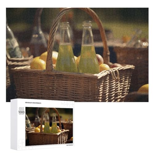 Picknickkorb-Puzzle, 1000, 500, 300 Teile, mit Aufbewahrungstasche, personalisierte Puzzles für Männer und Frauen, Bilderpuzzle für Familie, anspruchsvolle Fotos, Puzzle für Heimdekoration, 1000 Teile von FHPCE