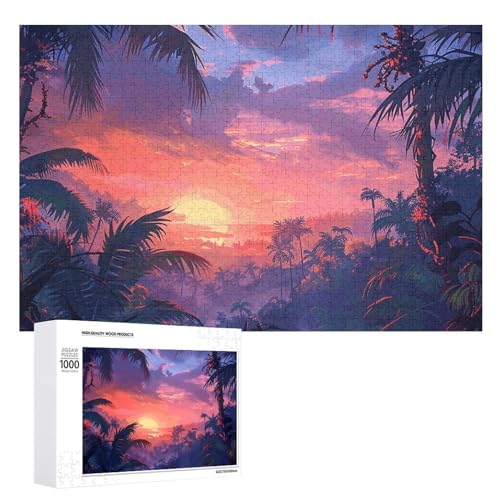 Puzzle Baum bei Sonnenuntergang, 1000, 500, 300 Teile, mit Aufbewahrungstasche, personalisierte Puzzles für Männer und Frauen, Bilderpuzzle für Familie, anspruchsvolle Fotos, Puzzle für von FHPCE