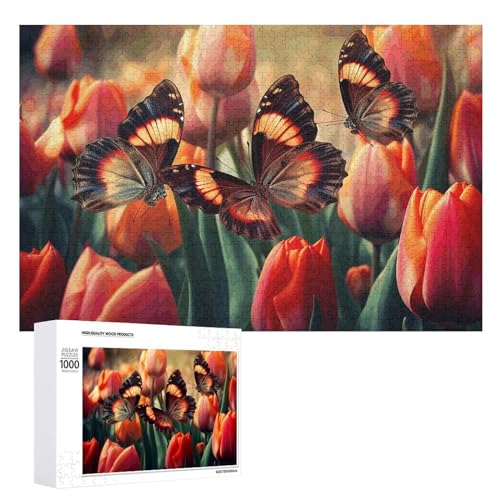 Puzzle Schmetterling in Blumen, 1000, 500, 300 Teile, mit Aufbewahrungstasche, personalisierte Puzzles für Männer und Frauen, Bilderpuzzle für Familie, anspruchsvolle Fotos, Puzzle für Heimdekoration, von FHPCE