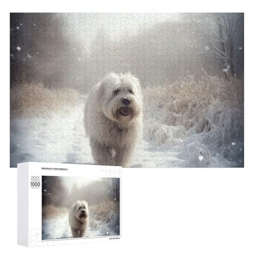 Puzzle Welpe im Schnee, 1000, 500, 300 Teile, mit Aufbewahrungstasche, personalisierte Puzzles für Männer und Frauen, Bilderpuzzle für Familie, anspruchsvolle Fotos, Puzzle für Heimdekoration, 1000 von FHPCE