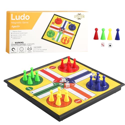 FIBOGOUP Ludo Magnetisches faltbares fliegendes Schach,Schachfiguren für Kinder und Erwachsene,Brettspiel für Kinder Anfänger Reisen Schachfigurenset mit tragbarem Aufbewahrungsbrett von FIBOGOUP