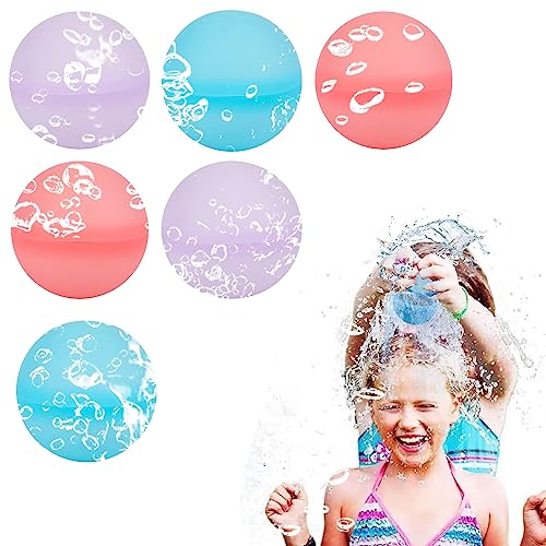 6 Stück Silikon Wasserballons, Wiederverwendbar Wasserbomben, Selbstdichtende Wasserballons, Splash Bälle, Schnell Füllen Wasserbomben, Magnetische Wasserballons, Sommer Spaß Water Balloons von FIBOUND