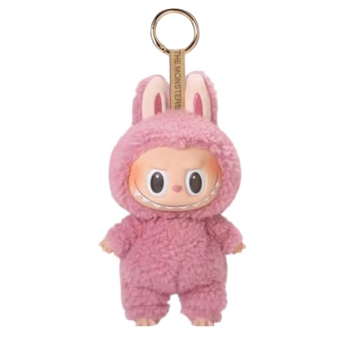 Labubu Popmart Plush Doll Keychain Labubu Monster Keychain Kuscheltier 6.7 In Macarons Vinyl Face Halloween Kuscheltier Sammler Kunstspielzeug Spielzeug Figuren Geschenk (Rosa) von FIENZA