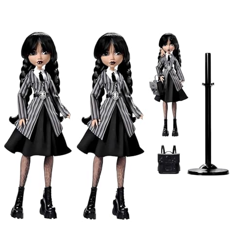 Monster High Wednesday Puppe Addams Family Dolls Accessoires,Wednesday Sammelfigur in Halloween Weihnachts Deko,Weihnachts Geschenke (2PCS) von FIENZA