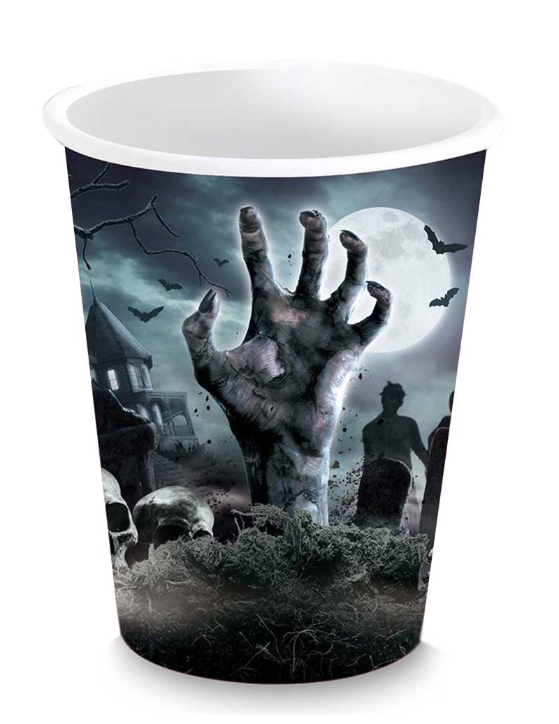 6 Zombie Becher grau 240 ml von FIESTAS GUIRCA, S.L.