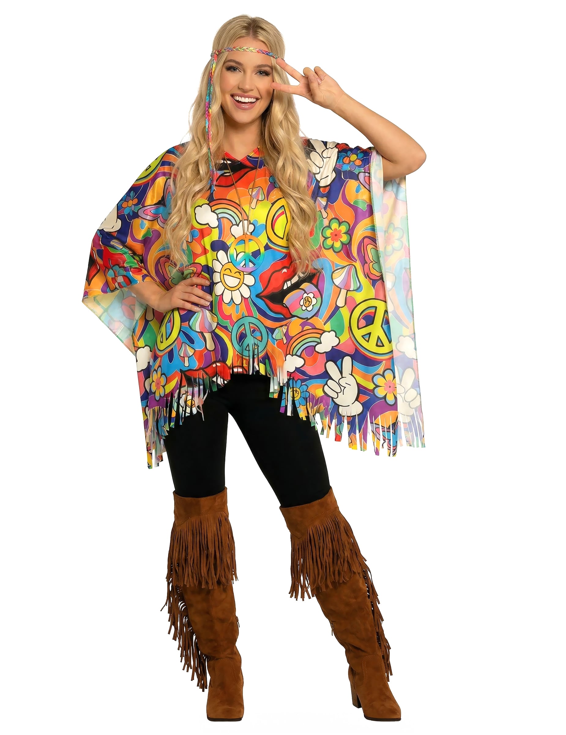 Bunter Hippie Poncho für Erwachsene Bunter Hippie Poncho für Erwachsene von FIESTAS GUIRCA, S.L.