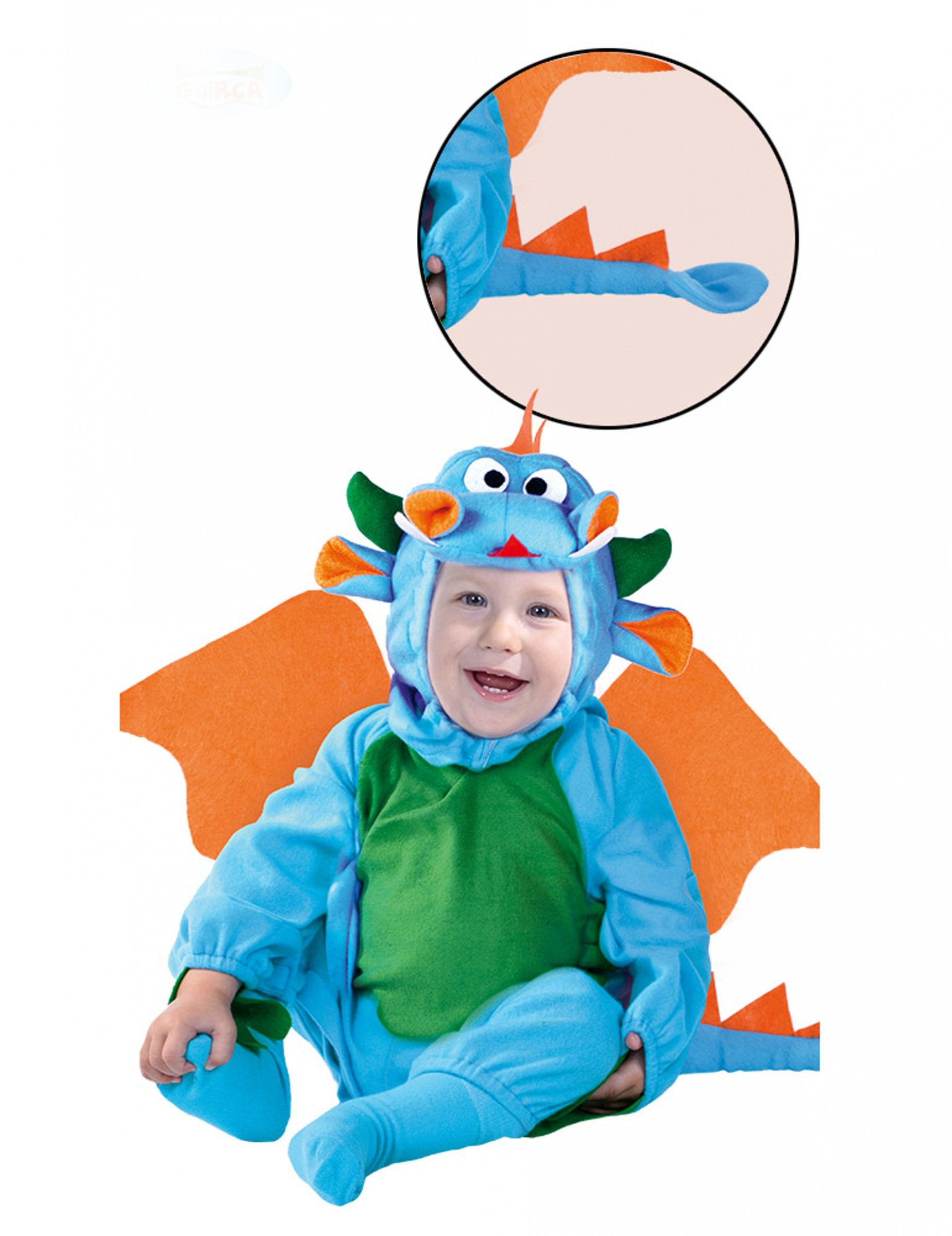Drachenkostüm für Babys blau-grün-orangefarben Drachenkostüm für Babys blau-grün-orangefarben von FIESTAS GUIRCA, S.L.