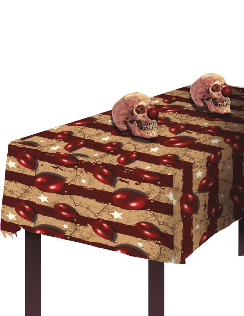 Horror-Zirkus-Tischdecke Halloween-Tischdeko rot-beige 120x180cm von FIESTAS GUIRCA, S.L.