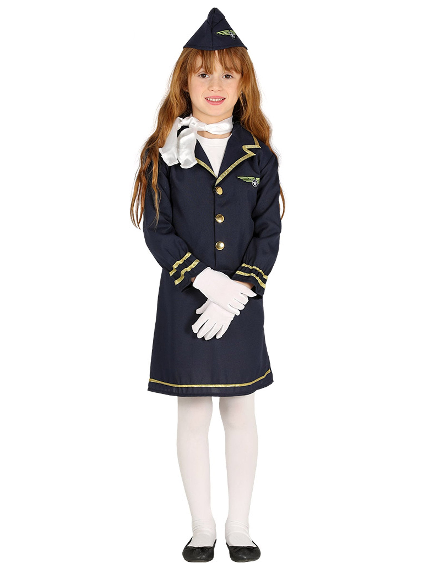Kinder-Stewardess-Kostüm Karneval-Kostüm für Mädchen blau-gold Kinder-Stewardess-Kostüm Karneval-Kostüm für Mädchen blau-gold von FIESTAS GUIRCA, S.L.