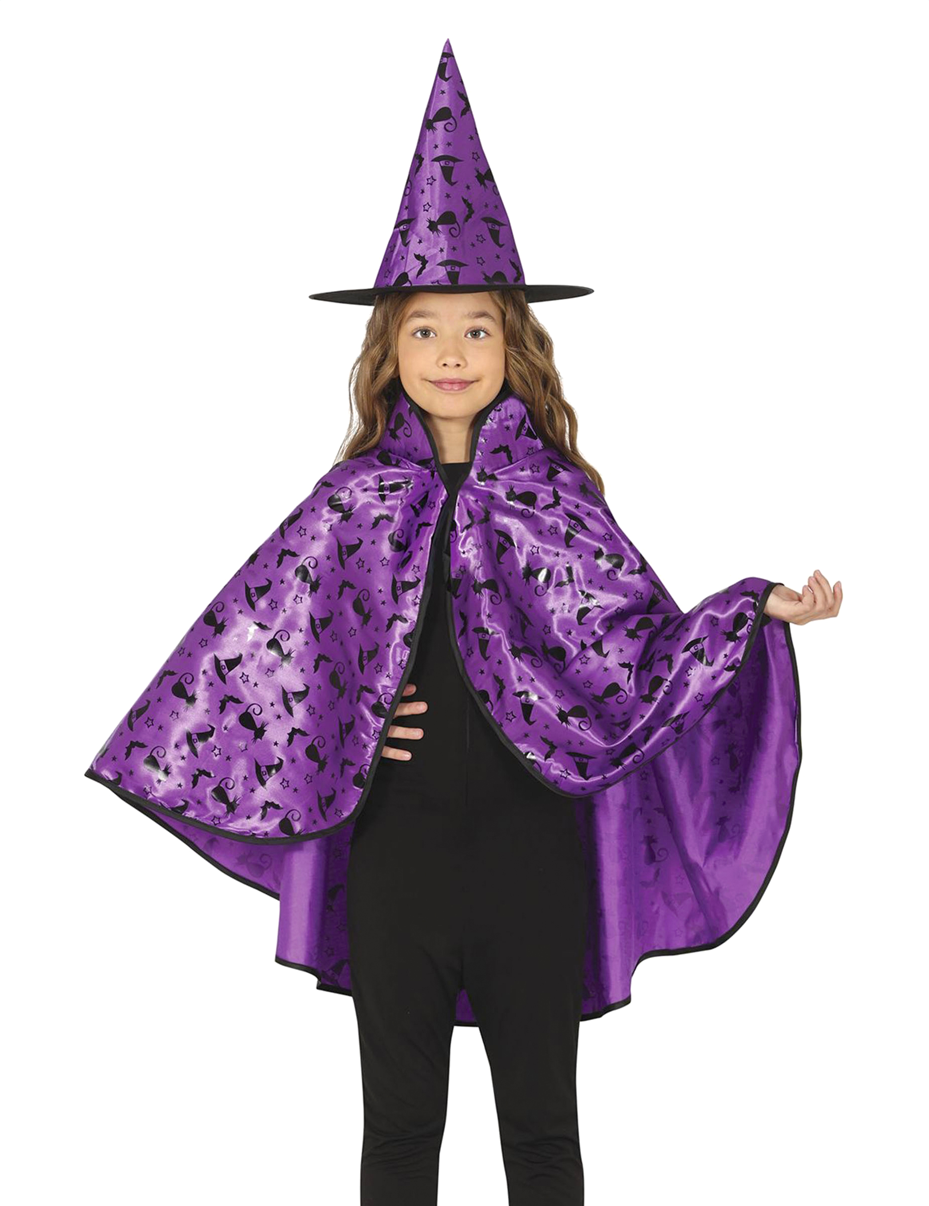 Kinderkostüm-Set: Lila Hexencape mit passendem Spitzhut Kinderkostüm-Set: Lila Hexencape mit passendem Spitzhut von FIESTAS GUIRCA, S.L.