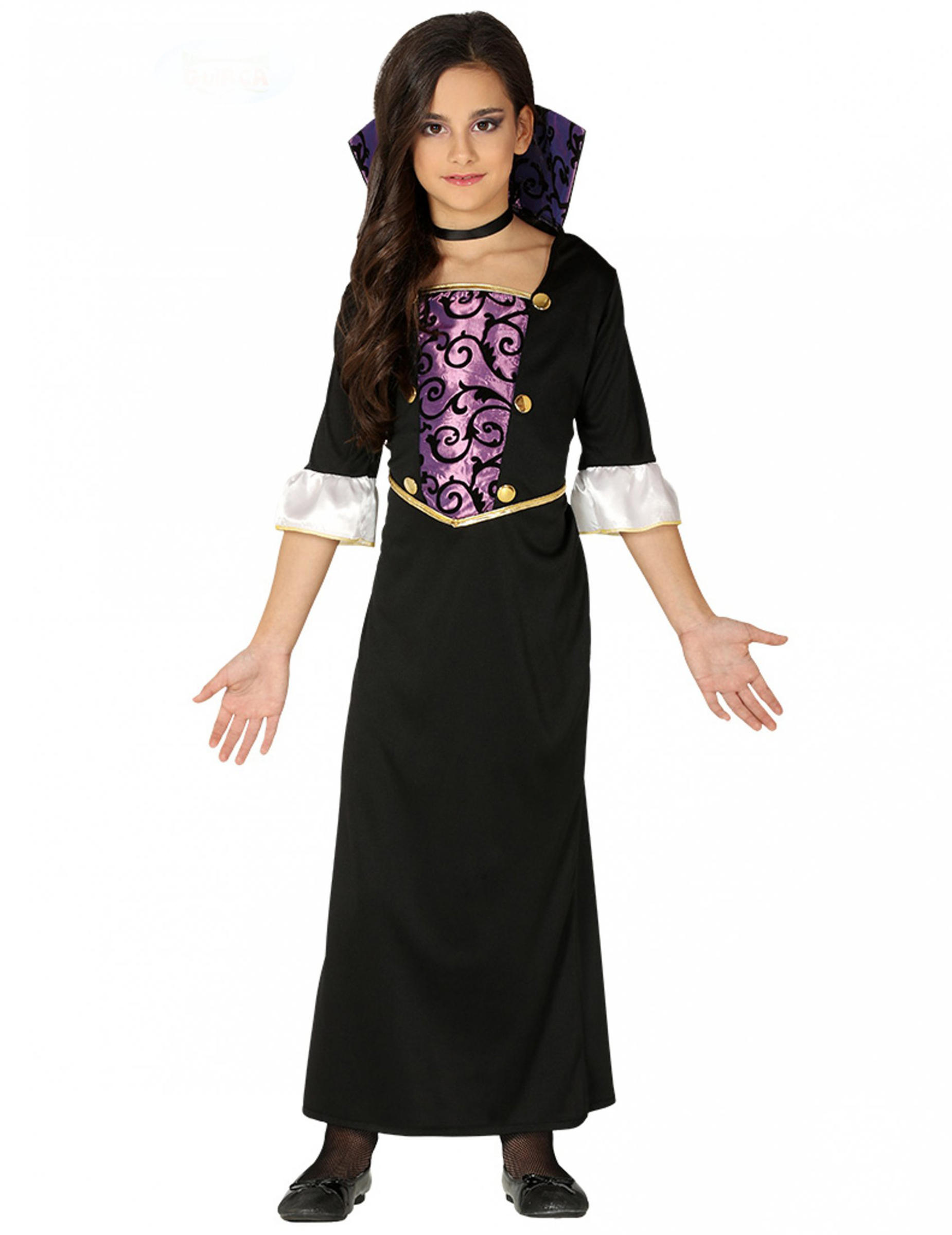 Schauriges Vampir-Kostüm für Mädchen Halloweenkostüm schwarz-lila von FIESTAS GUIRCA, S.L.