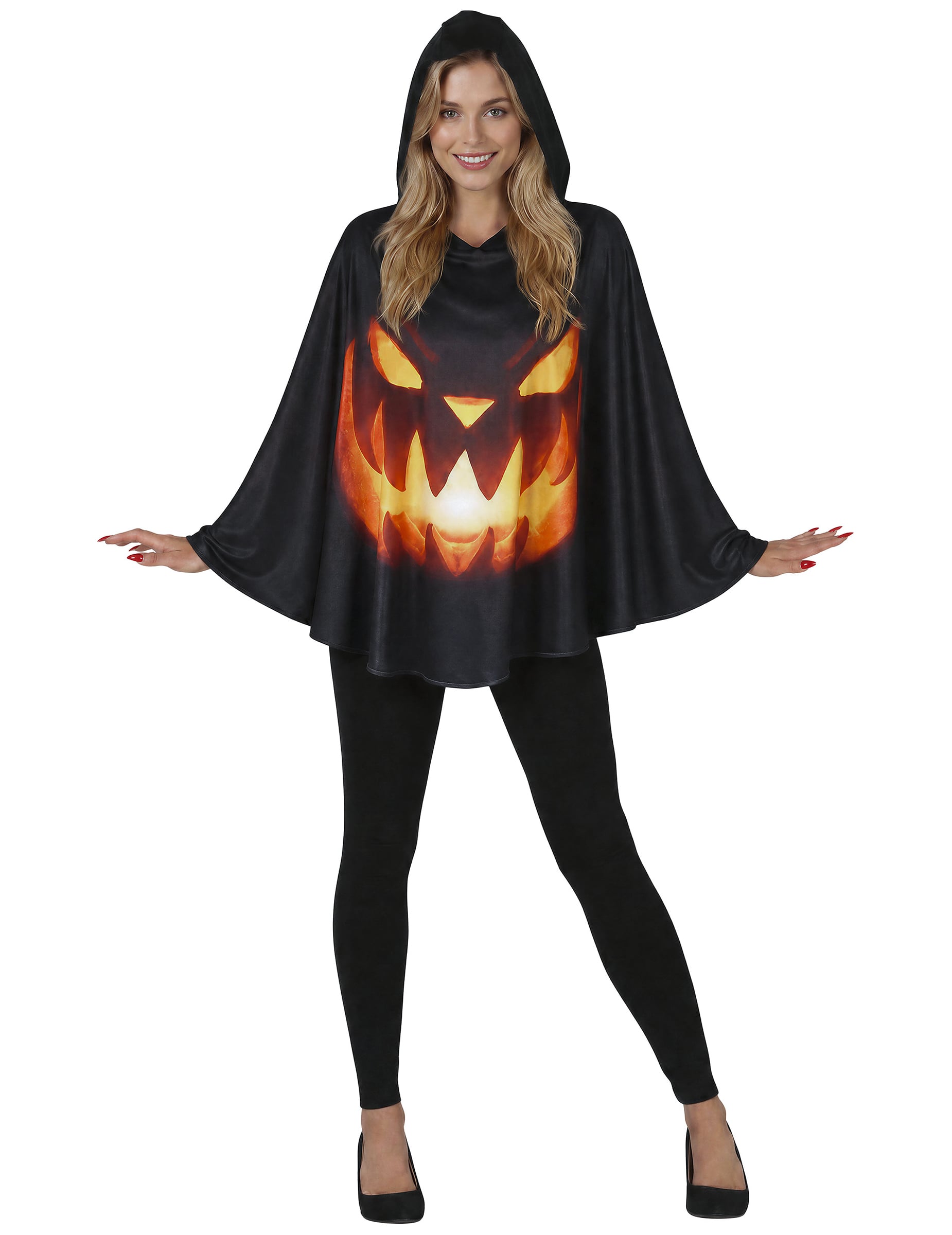 Schwarzer Kürbis-Poncho für Erwachsene Schwarzer Kürbis-Poncho für Erwachsene von FIESTAS GUIRCA, S.L.