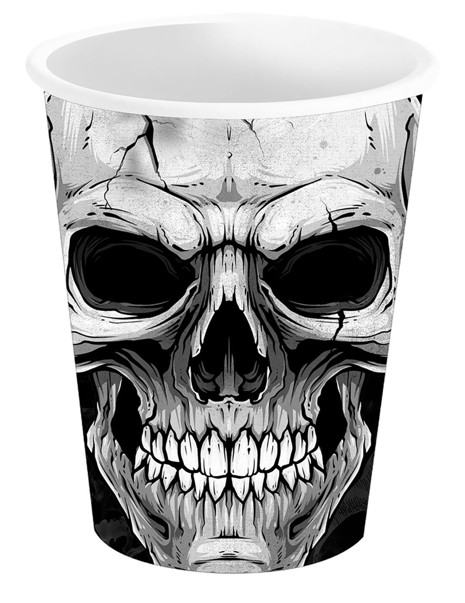 Totenkopf Becher 6 Stk. schwarz weiß von FIESTAS GUIRCA, S.L.