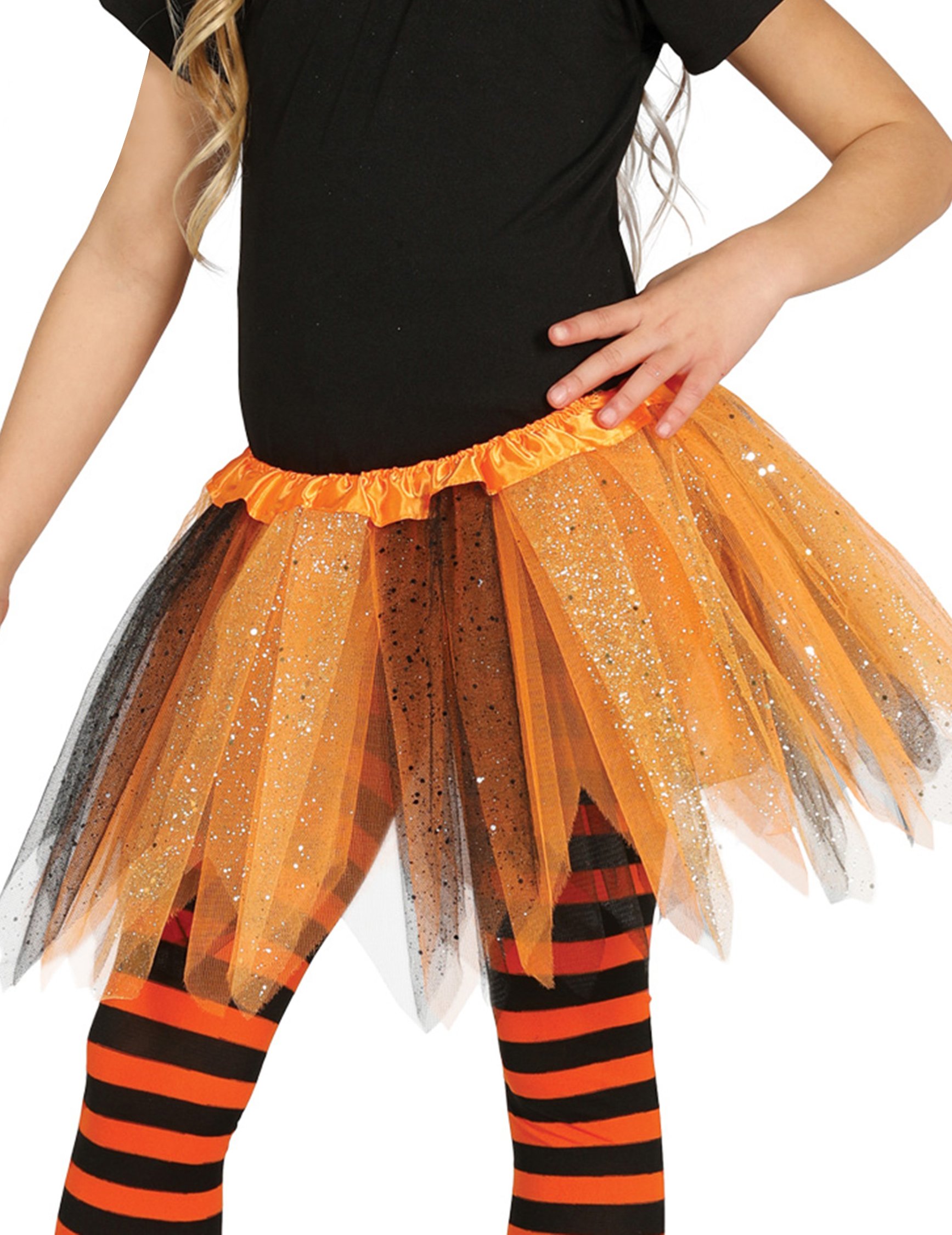 Tutu mit Glitter für Mädchen schwarz-orange von FIESTAS GUIRCA, S.L.