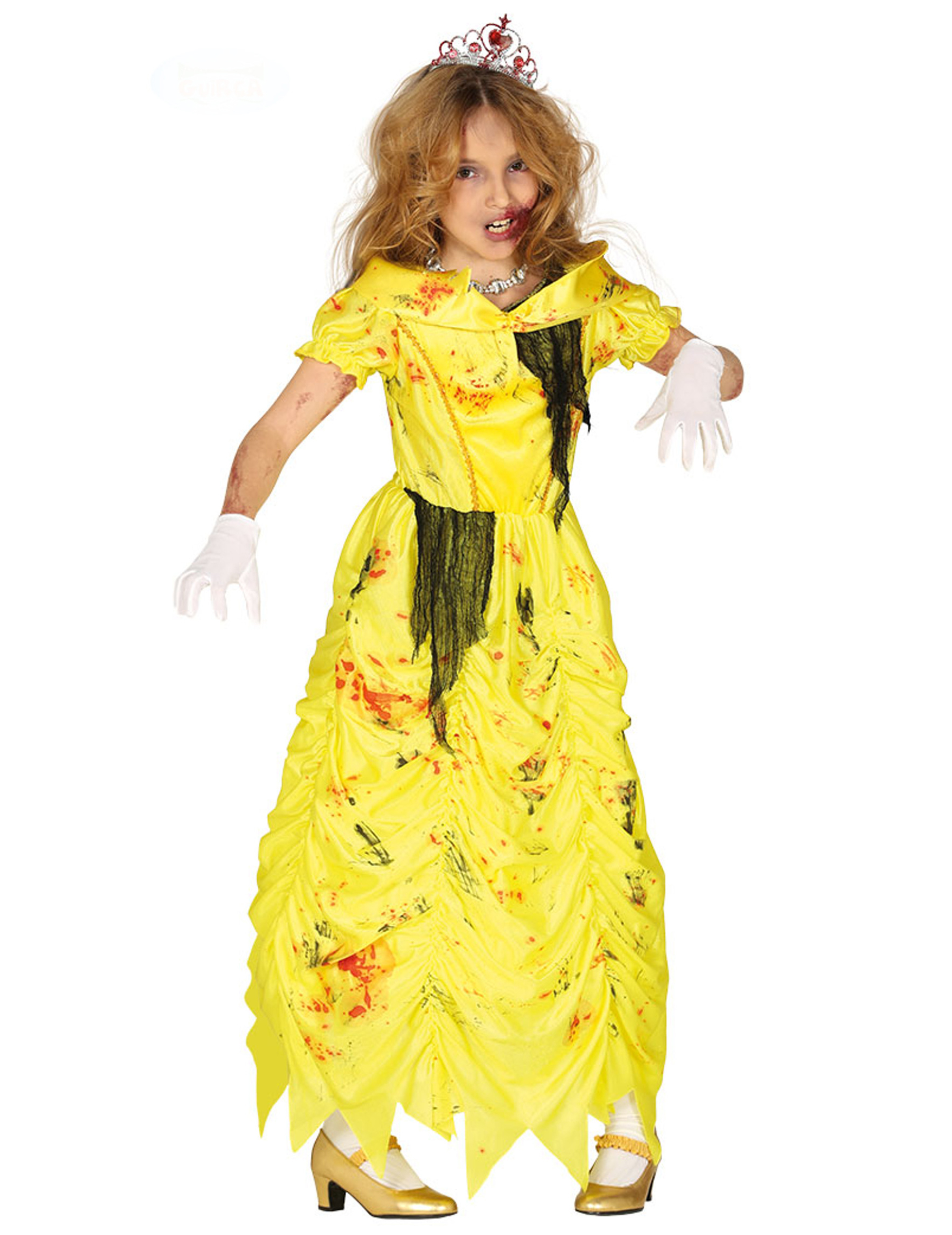 Zombie-Prinzessinnenkostüm für Mädchen Halloween-Kostüm gelb-rot von FIESTAS GUIRCA, S.L.