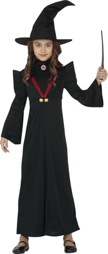 FFIESTAS GUIRCA Magische Zauber Meisterin - Mädchen Kostüm - Alter 5-6 Ja. - inkl. schwarzes Zauber Hut, elegante schwarze Magier Robe - Für Karneval, Fasching, Halloween von Fiestas Guirca