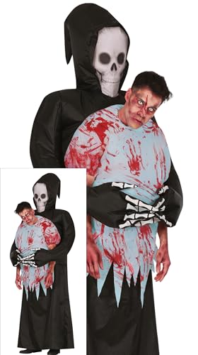 FIESTAS GUIRCA „Carry Me To The Grave“ Aufblasbares Halloween Kostüm Herren – Sensenmann Trägt einen Toten Kostüm – Witziges Huckepack Kostüm Herren Halloween L 52-54 von FIESTAS GUIRCA