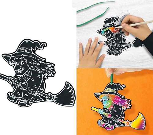 FIESTAS GUIRCA | 6 Halloween Silhouetten zum Ausmalen (14 cm) - Deko für Halloween und Halloween-Partys - Ideal für Kinder und Erwachsene - Perfekt für Feiern und Events - Schwarz von FIESTAS GUIRCA