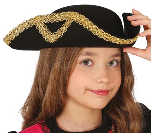 FIESTAS GUIRCA | Admiralshut aus Filz für Kinder - Piraten Kostümzubehör für Kostümpartys und Karneval - Ideal für Jungen und Mädchen (Schwarz und Gold) von FIESTAS GUIRCA