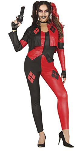 FIESTAS GUIRCA Aufmüpfige Närrin - Rot-schwarzes Harlekin Outfit Kostüm Erwachsene Damen Größe L 40-42 von FIESTAS GUIRCA