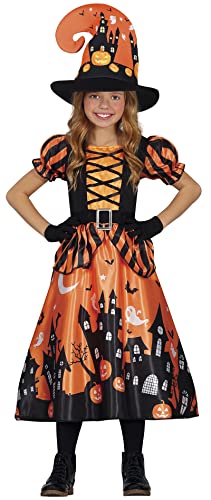 FIESTAS GUIRCA Bezaubernde Orange Hexe Kostüm – Hexenkostüm mit Hexenhut – Halloween Kinder Kostüm für Mädchen von 3-4 Jahren von FIESTAS GUIRCA