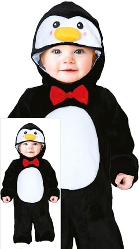 FIESTAS GUIRCA Bezaubernder Kleiner Pinguin Baby Kostüm Karneval Fasching Kleinkinder – Baby Pinguin Strampelanzug – Onesie Karnevalskostüm Baby Junge 12-18 Monate von FIESTAS GUIRCA