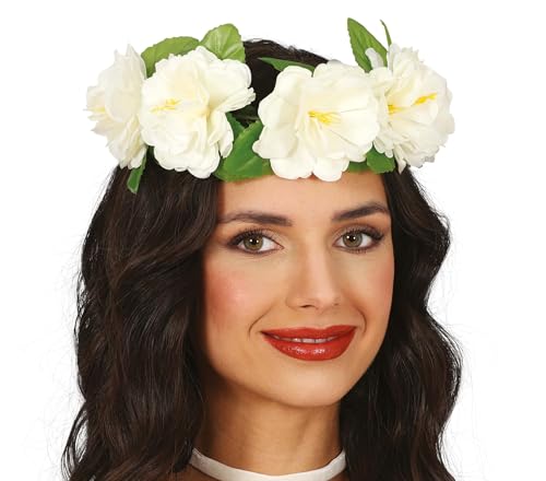 FIESTAS GUIRCA | Blumenkranz (20 cm) - Kostümzubehör für Sommerpartys und Graduierungen - Ideal für Hawaiianische und Tropische Feiern - Unisex für Erwachsene - Weiß von FIESTAS GUIRCA