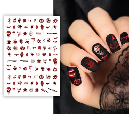 FIESTAS GUIRCA | Blutige Nagelaufkleber (10x7 cm) - Nagelstickers für Halloween und Kostümpartys - Dekoration für künstliche Nägel - Ideal für Feiern und Events - Mehrfarbig von FIESTAS GUIRCA