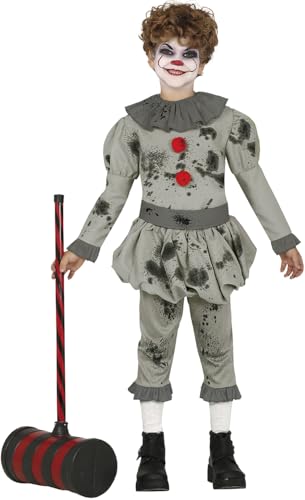 FIESTAS GUIRCA Blutiges Horrorclown-Kostüm für Jungen Halloween grau - 123/134 (7-9 Jahre) von FIESTAS GUIRCA