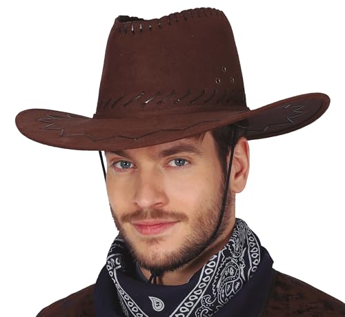 FIESTAS GUIRCA | Cowboyhut aus Kunstleder (Einheitsgröße) - Unisex Texas Cowboy Kostümzubehör für Erwachsene - Ideal für Cowboy und Western Partys, Karneval und Halloween Braun von FIESTAS GUIRCA