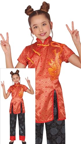 FIESTAS GUIRCA Chinesin Karneval Kostüm Mädchen – Traditionelles chinesisches Outfit Rot & Schwarz – China Japan Fasching Karneval Kostüm Kinder Mädchen 10-12 Jahre von FIESTAS GUIRCA