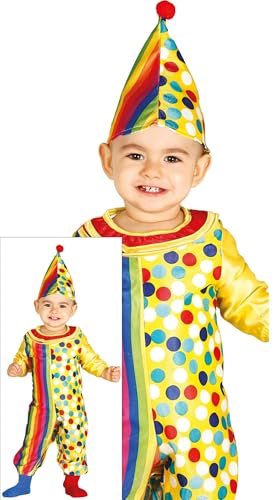 FIESTAS GUIRCA | Clown Kostüm für Kleinkinder (2-3 Jahre) - Inklusive Hut und Overall - Zirkus- und Komödie Kostüme für Halloween und Karneval - Ideal für Jungen und Mädchen - Gelb, Mehrfarbig von FIESTAS GUIRCA