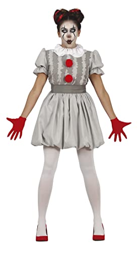 FIESTAS GUIRCA Clown mit grauem Kleid Kostüm Erwachsene Damen Größe S 34-36 von FIESTAS GUIRCA