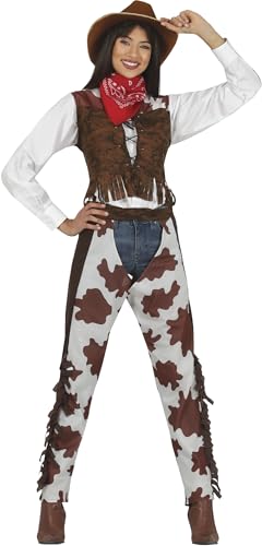 Fiestas Guirca Cowgirl Kostüm Damen Größe L 42 – 44 - Rodeo Girl Cowboy Kostüm Erwachsene - Länder Kostüm Karneval, Fasching, Fastnacht, Indianer Kostüm Frauen Party, Wilder Westen Kostüm von Fiestas Guirca