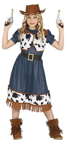 FIESTAS GUIRCA Cowgirl Mädchen Kostüm – Kinder Wild Wild West Cowboy Outfit mit Kleid und Weste für Mädchen von 7-9 Jahren von FIESTAS GUIRCA