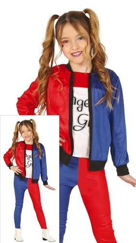 FIESTAS GUIRCA | Dangerous Girl Kinderkostüm (3-4 Jahre) - T-Shirt, Jacke und Hose für Mädchen - Superhelden- und Bösewichtkostüme, Mr. Smile, Halloween und Themenpartys - Blau und Rot von FIESTAS GUIRCA