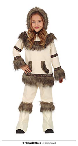 FIESTAS GUIRCA | Eskimo Kostüm für Kinder (10-12 Jahre) - Shirt, Kapuze und Hose - Kostüme aus Kulturen der Welt für Halloween, Karneval und Kostümpartys - Unisex - Beige und Braun von FIESTAS GUIRCA