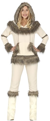 Fiestas Guirca Deluxe Kostüm Eskimo Damen in Pelz u Wildleder Optik - Größe L 42 – 44 - Authentisches Eskimo Kostüm für Erwachsene - Frauen Länderkostüm Karneval, Fasching, Halloween, Themen Party von Fiestas Guirca