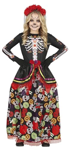 FIESTAS GUIRCA Día De Los Muertos Kostüm für Mädchen – Langes elegantes Tag der Toten Kleid und Haarreif mit Blumen 5–6 Jahre von FIESTAS GUIRCA